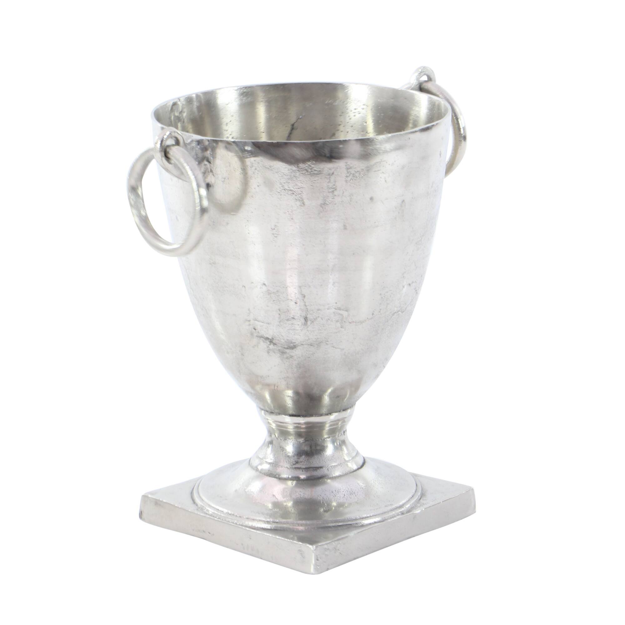 18" Silver Contemporary Metal Wine Cooler